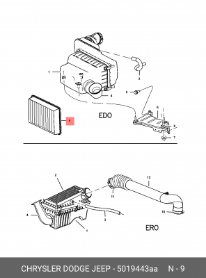Фильтр воздушный 5019443AA CHRYSLER
