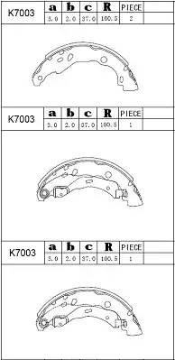 Колодки тормозные барабанные K7003 ASIMCO