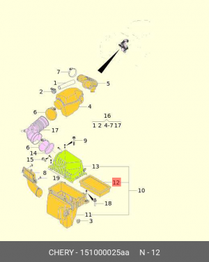 Фильтр воздушный 151000025AA CHERY
